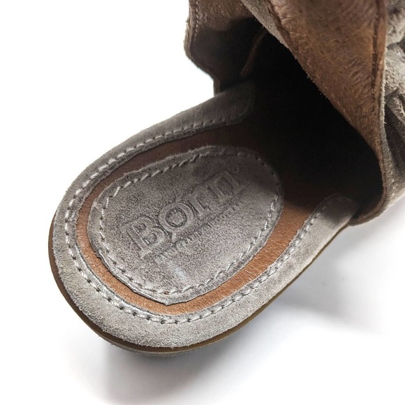 Born Shoes Womens 6.5 Boots Monikah Gray Leather Ankle Zip Booties Boho Western - Picture 8 of 9